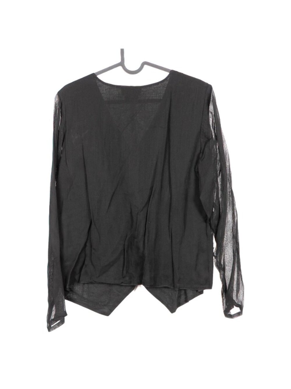 Beaded Button Up Blouse VTG Black Boho Hippie Fairy Whimsigoth Indie RicRac - Picture 8 of 9